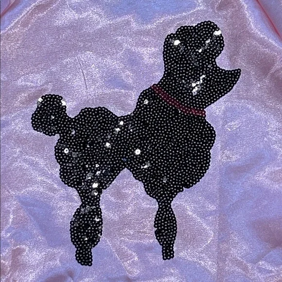Spirit Pink Satin Sequin Poodle Jacket size Large 50s Grease Costume Halloween - Picture 8 of 17
